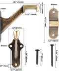 Rock Solid Handrail Stair Brackets For Staircases Heavy Duty Zinc Alloy Railing Supports With Screws Antique Brass Finish Easy Peasy Install Indoor Outdoor Pack Of Four with measurements and screws.