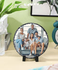 10 Pack Bulk Sublimation Slate Blanks With Display Holders For Dope DIY Crafts Photo Frames on desk with family photo