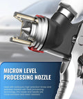 Heavy Duty HVLP Gravity Feed Paint Sprayer Gun With Adjustable Air Regulator nozzle close up showing micron level processing for precision.