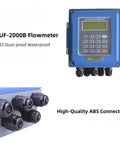 High Accuracy Digital Ultrasonic Water Flow Meter With Clamp-On TS-2 TM-1 Transducers and LCD Display, IP68, pipe connectors