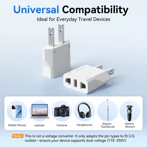 10 Pack European To US Plug Adapters Type A Outlet Converter For Europe To America Canada And Mexico Travelers Wall Plug Adapters White