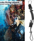 Scuba Diver with Scuba Diving Coil Lanyard with Stainless Steel Spring Clip and Quick Release Buckle for underwater gear
