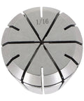 Close-up of a 1/16 inch ER32 steel spring collet from the 14 Piece ER32 Steel Spring Collet Set One Sixteenth Inch Through Three Quarters Inch For CNC Milling Chuck And Lathe Tool Holder Quick Clamp Durable High Precision Machining Accessory.
