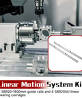 Heavy Duty Beefed Up SBR20 1800mm Linear Rail Guide Kit with CNC machine setup and rail close-up inset
