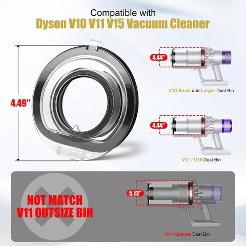 Dust Cup Lid For Dyson V10 V11 V15 SV12 SV14 SV15 SV22 Vacuum Cleaners Easy Swap Dust Bin Replacement Sealed Lid Size Guide