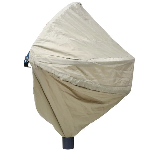 Shop Ready Miter Saw Dust Collection Hood With 4 Inch Vacuum Adapter Universal Fit, beige nylon hood for effective dust collection.