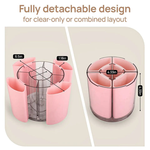 360 Degree Rotating Pen Holder Desk Organizer With Expandable Compartments From Five To Nine Slots Pink Pencil Cup layout