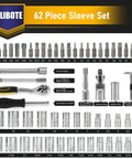 62 Piece One Quarter Inch Drive Ratchet Wrench Set With 72 Tooth Ratchet SAE And Metric From 5/32 To 9/16 And 4 mm To 14 mm A Workhorse Go-To Tool Kit