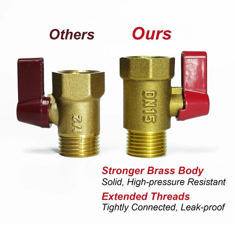 Premium Brass Water Heater Replacement Fitting Half Inch Bsp Direct Swap Thread comparison showing durable brass body and extended threads.