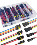 Waterproof 16 AWG Wire Connectors Kit For Auto Electrical Systems With Quick Disconnect Pins 1 To 4 Pin Sets 26 Total Kits