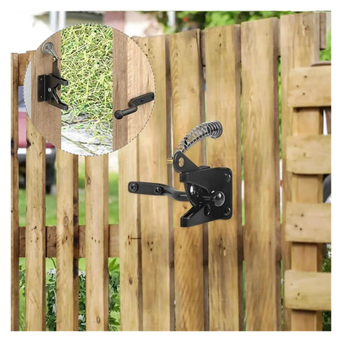 Two Pack Gate Latch Cable Pull Kit With Spring Return Adjustable 2 To 6 Inch Opener on wooden fence