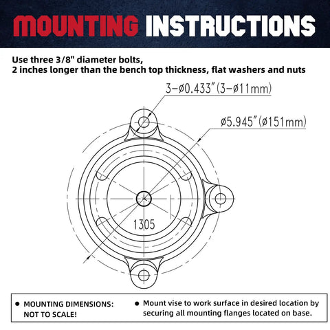 5 Inch Bench Vise With Anvil And Swivel Base For Home Shop Use Heavy Duty Jaw Throat Depth 2 11 16 Inches Jaw Opening 5 Inches 60000 PSI Ductile Iron Construction Reliable Clamp On Any DIY Project Great For Hobbyists And Makers. mounting dimensions diagram