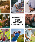 Collage of men and women wearing Wrist-Worn Tennis Elbow Brace For Men And Women with Non-Compression Support, engaging in various activities.