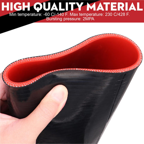 4 Inch ID 4-Ply Straight Silicone Hose Coupler 12 Inch Long 5mm Thickness With 2 Stainless Steel T Clamps shown close-up