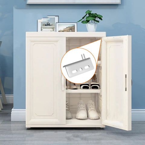 Heavy Duty Door Pivot Hinges With Bushing For 8mm Hole In Silver Finish, Rugged Iron Build For Maximum Durability And Rust Resistance, Classic Look, Wear Resistant And Extra Strong, Sized 40x17x12 Mm For Smooth, Reliable Door Swing. Shown on white cabinet door