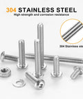 M2.5 Stainless Steel Screws With Nuts And Hex Socket Head Cap Bolts And Nut Assortment Kit 840 Piece Fasteners Set