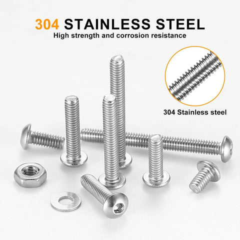 M2.5 Stainless Steel Screws With Nuts And Hex Socket Head Cap Bolts And Nut Assortment Kit 840 Piece Fasteners Set