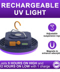 10000mAh Rechargeable UV Blacklight Lantern With 395nm UV And 6500K White Light, adjustable suspension feature