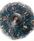 Sea Blue Tiffany Style Dragonfly Ceiling Light Fixture, Stained Glass Semi Flush Mount Lamp, top view of 12 inch shade