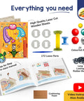 DIY Pinball Machine For Kids 8 To 14, Arcade Grade, kit components including wooden sheets, balls, and step-by-step guide.