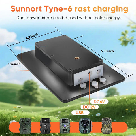 3W Solar Panel Kit With Built In 5000mAh Battery For Trail Cameras IP66 Waterproof Game Cam Power Supply connection ports