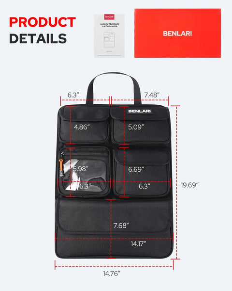 Tour Pack Lid Organizer For Motorcycles Waterproof Storage Liner Bag With Clear Pocket Fits Phones Up To 6.5 Inches And Velvet Lining