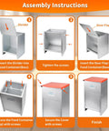 Assembly instructions for Heavy Duty Galvanized Dog Feeder Bowl Station With 25 Pound Gravity Fed Kibble Dispenser.