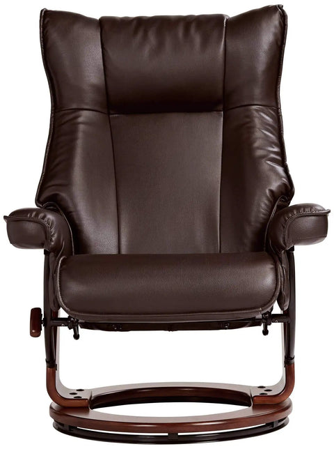Java Faux Leather Swivel Recliner Chair With Ottoman Modern Armchair Ergonomic Push Manual Recline Front View