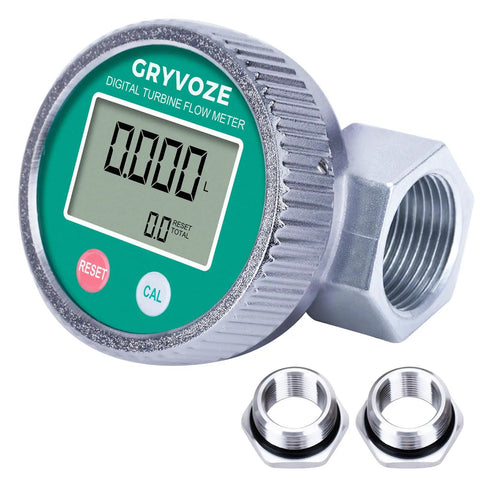 Built To Last Heavy Duty Waterproof One Inch Digital Water And Fuel Flow Meter With Three Quarter Inch Adapters and EMI Protection