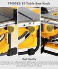 Heavy Duty Replacement Fence Knob For Dewalt Table Saw Compatibility Dw745 Dw745Ar Dw745B2 Dw7480 Dead On Part 514003228 close-up view on table saw