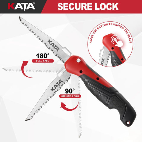 2 In 1 Folding Hand Saw For DIY Projects, Compact Drywall Cutter With Quick Change Multi Cutting Blade Hacksaw, secure lock feature