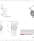 4-inch rigid caster with square top plate and V-groove wheel, steel construction (isometric view)