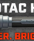 ProTac HL 6 5,300 Lumen Rechargeable Tactical Flashlight with textured grip on dark background