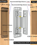 Diagram showing installation dimensions for Ultra Thin Concealed Door Hinges 2 Pack For Secret Doors Invisible Hinges That Are Adjustable