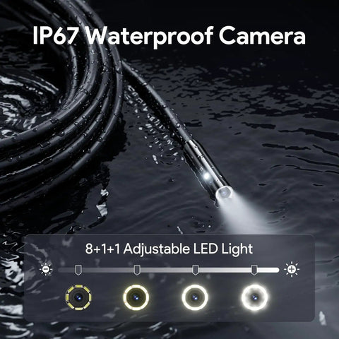 Triple Lens 5 Inch IPS Screen Snake Endoscope Camera With 16.5 Foot Flexible Cable Waterproof 1080P Borescope with LED light