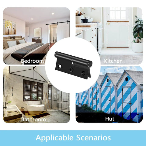 Black Lift Off Door Hinges 3 Inch Set Of 6 For Exterior And Interior Doors Removable Detachable Design Built To Last Rust Resistant 201 Stainless Steel With Matte Black Coating Left Hand Fit Cabinets Gates And Wood Doors, black lift-off hinge used on bedroom, kitchen, bathroom, and hut doors