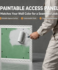 Rock Solid Aluminum Drywall Access Panel With Paintable Push Latch Cover For Ceilings being painted for seamless wall integration.