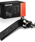 Right Passenger Center Sliding Door Roller Bracket Compatible With Chevrolet Express 1500 2500 3500 4500 G30 And GMC Savana 1500 2500 3500 4500 G3500 Designed For Smooth Operation Durable Steel Construction Corrosion Resistant Precise Fit Easy Install; bracket shown in packaging and unpacked, demonstrating components and construction in detail