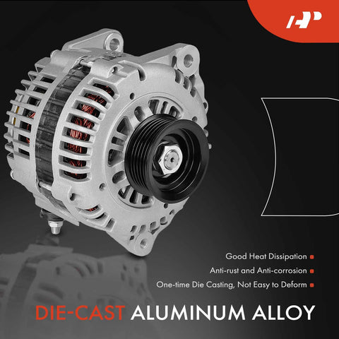 Alternator For 2001 Nissan Maxima And Infiniti I30 3.0L V6, 12V 100A With 6-Groove Pulley Clockwise Rotation in die-cast aluminum