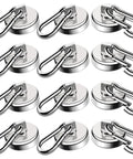 Bad Boy Magnetic Carabiner Hooks, 70 Lbs Hold, 12 Pack, Stainless Steel Swivel Magnets displayed on flat surface.