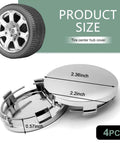 Heavy Duty Silver Wheel Center Caps Four Pack For Cars Trucks Suv Sedan featuring durable ABS material with 2.36" size.