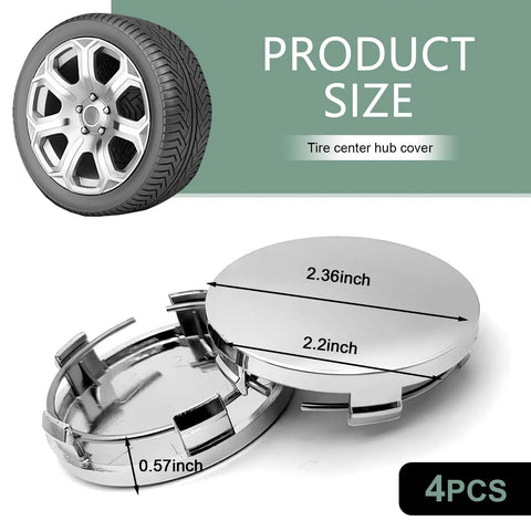 Heavy Duty Silver Wheel Center Caps Four Pack For Cars Trucks Suv Sedan featuring durable ABS material with 2.36" size.