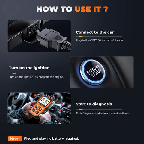 OM126P OBD2 Scanner For Cars After 1996 Read And Clear Engine Fault Codes With Live Data Smog Check Ready Diagnostic Tool steps.