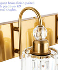 Close-up of Brass Gold 3 Light Vanity Light With Crystal Accents For Bathroom Over Mirror Modern Style E26 Base Compatible