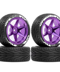 Purple 1/10 Scale TE37 Metal Wheel Rims Set With 12mm Hex For RC Racing Cars Fits TT01 TT02 TT02B TA06 XV01 XV02 PTG-2
