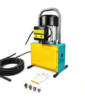 110V Electric Drain Auger Machine Commercial Heavy Duty Copper Spring Sewer Snake With Dual Cutter Heads, motor and accessories displayed.