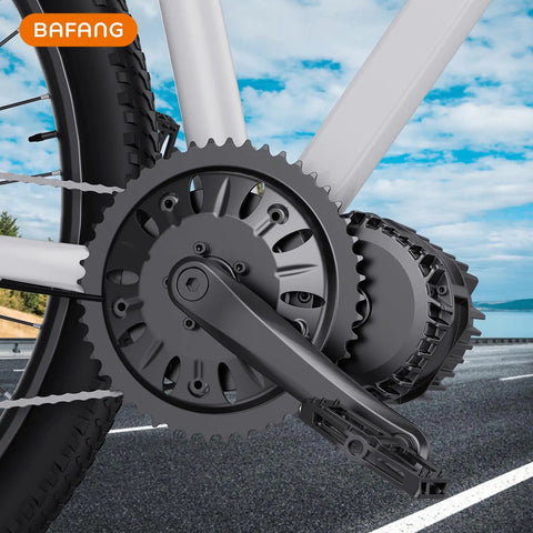 46T 16.5mm Offset Chainring For BBS-HD Mid Drive Kit, one-piece sprocket installed on electric bike
