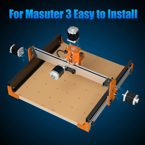 NEMA 23 CNC Motor Upgrade for Masuter 3, showing installation of four motors for enhanced precision in woodworking and milling projects.