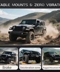 Jeep with Heavy Duty Black Aluminum Light Mounting Brackets For Jeep Wrangler JL JLU 4Xe And Gladiator JT on rugged trail