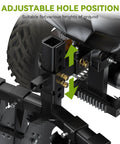 Close-up of 28-Inch Heavy-Duty Disc Plow Harrow With Universal 2-Inch Receiver showing adjustable hole positions for various ground heights.